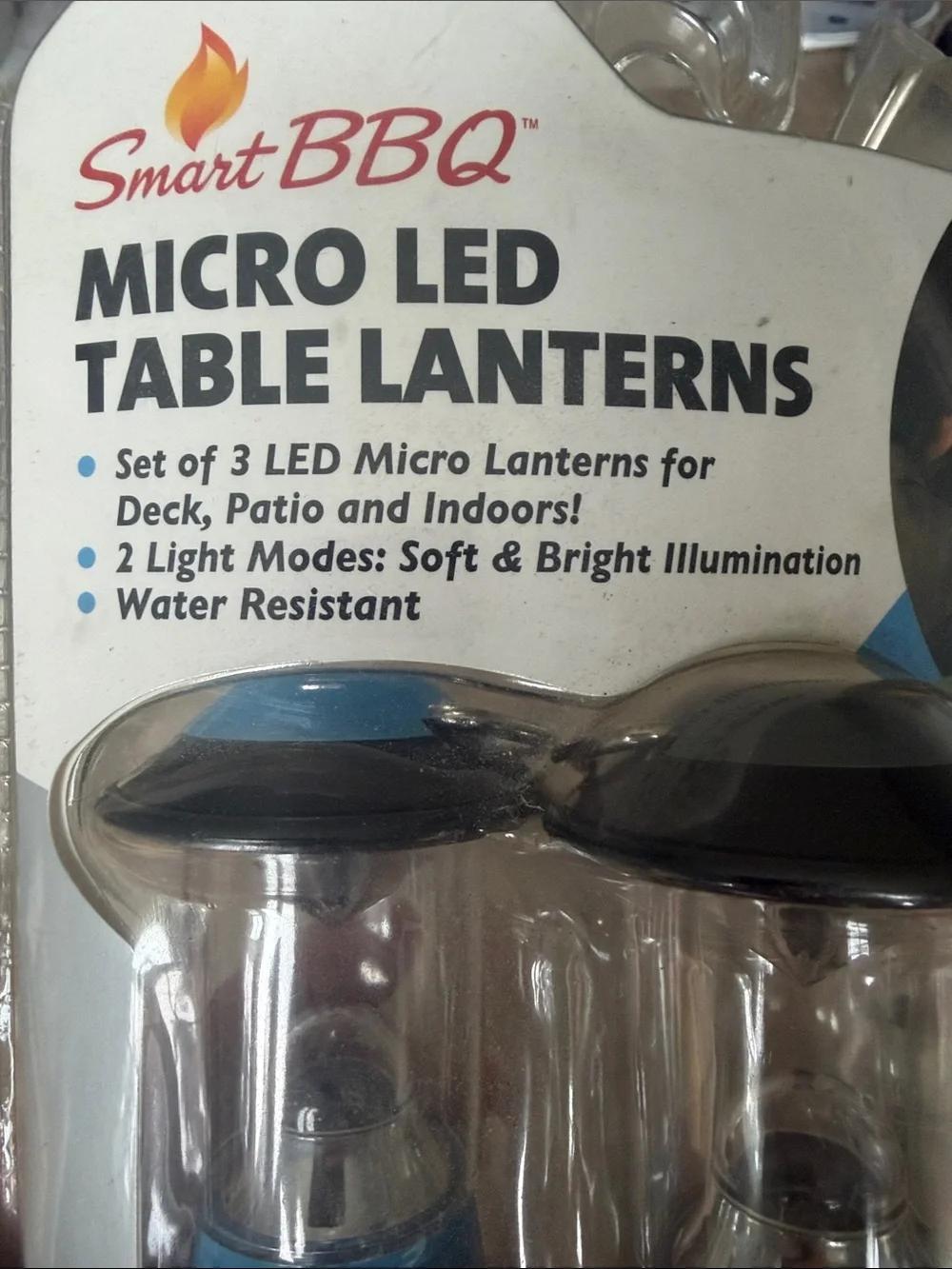 Micro LED Table Lanterns - Blue, Gray, Green - 3 Pack